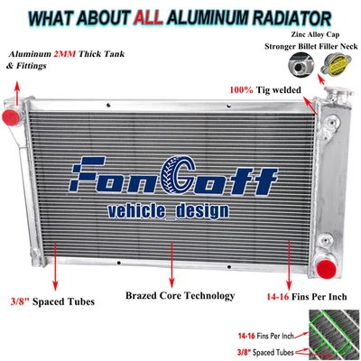 For 1967~1972 Chevy C10 C20 C30 K10 K20 GMC C15 C2500 K25 Pickup 3 Rows Radiator - Image 1 of 4