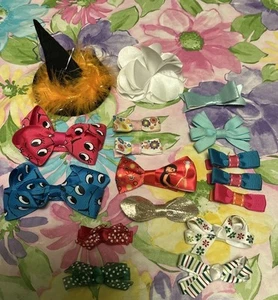 Lot 17 Girls Hair Bows Accessories Holiday Minnie Mouse Eyes Christmas Halloween - Picture 1 of 7