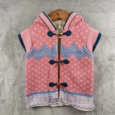 Matilda Jane Warm Hugs Vest Girls 10 Hood Sherpa Lined Cozy Pink Floral Diamond - Image 1 of 4
