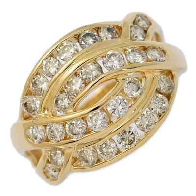 1.00 克拉绳索图案钻石戒指 / 18K 黄金 / 750-6.1 克 / 尺寸 12.5 / Ye... — 第 1/4 张图片