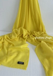 Bright Yellow Cashmere Scarf Shawl Stole Throw 100% Pashmina Nepalese Handmade - Bild 1 von 4