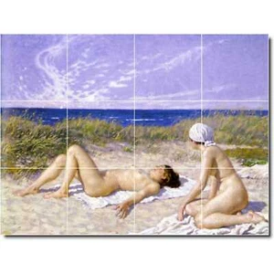 Mural de azulejos de cerámica pintura desnuda Paul Fischer PT03278. Azulejos 32 x 24 (12) 8x8 - Imagen 1 de 1