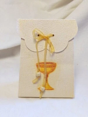 kleine Geschenktasche  mit Kelch +Schleife Zur Kommunion/Konfirmation Handarbeit - Bild 1 von 3