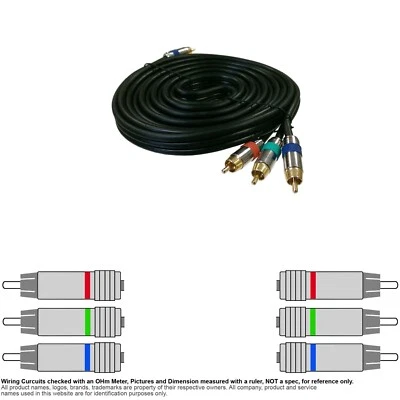 Cable Coax Coaxial RCA 3:3 Video RGB Component  12FT #201922 - Image 1 of 2