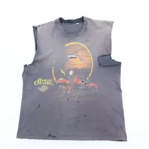 Thrashed Vintage Sun Faded Harley Davidson T-Shirt Tank Senza Maniche Uomo XL - Foto 1 di 12