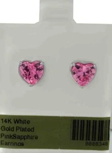 AAA PINK SAPPHIRE 2.80 Cts STUD EARRINGS 14k WHITE GOLD PLATED- Made in USA -NWT - Picture 1 of 4