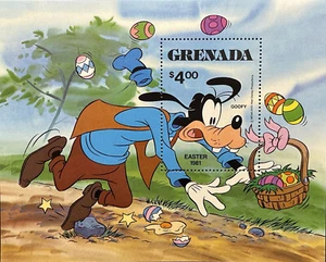GRENADA EASTER DISNEY STAMPS SOUVENIR SHEET 1981 MNH GOOFY WITH EASTER BASKET - Picture 1 of 1