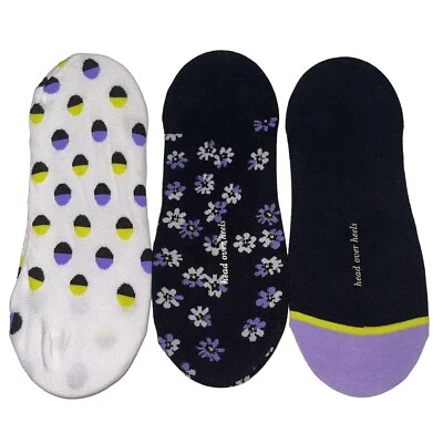 Calcetines Kate Spade No Show Forrados Púrpura Blanco 3 Pares Lunares Florales Talla 4-10 Foto 1 de 4