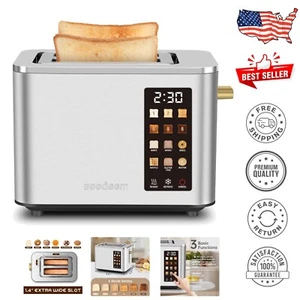 Versatile 2-Slice Stainless Steel Toaster - 6 Bread Types & Removable Crumb Tray - Picture 1 of 9