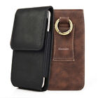 Vertical Leather Pouch Case Cover Large Phone Belt Holster With Card Slots Loops