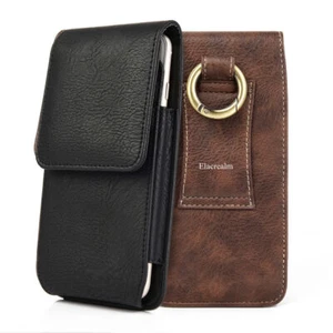 Vertical Leather Pouch Case Cover Large Phone Belt Holster With Card Slots Loops - Picture 1 of 20