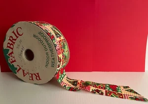 Vtg Christmas Ribbon Real Fabric Penn Dutch Pattern Indoor Outdoor 100 Yds 2"W - Picture 1 of 4
