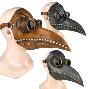 Steampunk Plague Doctor Mask Halloween Costume Bird Long Mouth Beak Masks Latex - Picture 1 of 12