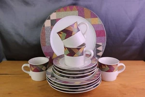 13 PC Studio Nova Desert Palm Cups Saucers Salad Plates & Serving Platter Y2216 - Picture 1 of 7