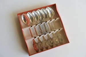 Vintage Kobenhavn DENMARK Silver Plated SOUVENIR SPOONS Set of 6 Original Box - Bild 1 von 12