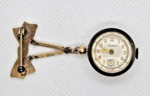Boulevard Vintage Brooch Pin Hanging Watch - Working Enameled Rose Case - Picture 1 of 6