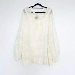 Lee Mathews Blouse Size 4 AU 14 Cotton Silk Long Sleeve Sheer Flowy - Picture 1 of 8