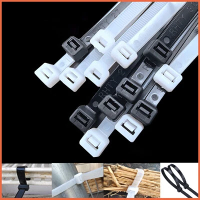 Bridas de cable envolturas de amarre cremallera autobloqueante resistente brida de nailon negro/blanco Foto 1 de 4