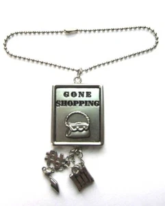 Gone Shopping Pewter Key Chain Dangle Charms Purse Pump Dollar Sign Silver - Picture 1 of 7