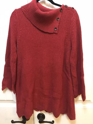 Style&co. NWT M Canyon Red Tunic Sweater $49 B124 - Image 1 of 4