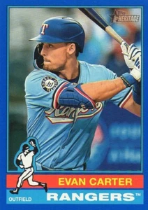 2025 Topps Heritage Texas Rangers Evan Carter Dark Blue Border #496 - Picture 1 of 2