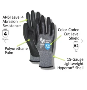 Magid D-ROC Gloves Size 10 Nitrix Palm Coated Gloves ANSI CUT A2 large - Picture 1 of 4