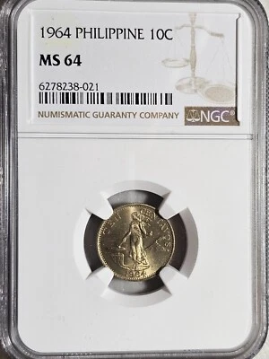 Philippines 10 Centavos 1964 NGC MS 64 - Image 1 of 2