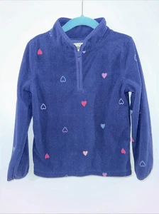 Osh Kosh Bgosh Girls Sweater Size 5 Blue Hearts Fleece 1/4 Zip - Picture 1 of 3