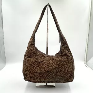 Bottega Veneta Nylon Tote Bag Leopard Print Brown 722 - Picture 1 of 20
