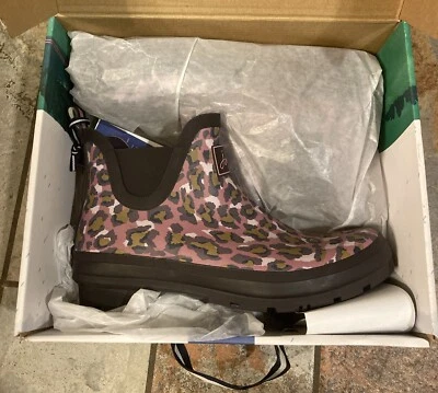 Botas de Lluvia Joules Wellibob Rosa Leopardo Botas de Agua Mujer EE. UU. Talla 11/43 - NUEVAS con Caja Foto 1 de 4