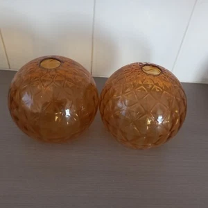 2 Vintage Amber glass Light shade Retro, Lamp - Picture 1 of 6