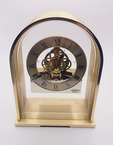 Vintage Sunbeam Quartz Brass Skeleton Clock 882-600 Desk Mantle Works Great! Cover