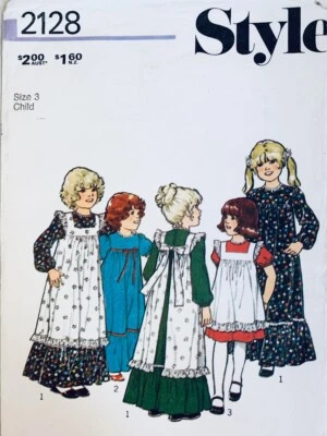 Vintage STYLE 2128 Retro Sewing Pattern | Girls Apron Dress & Pinafore | Size 3 - Image 1 of 2