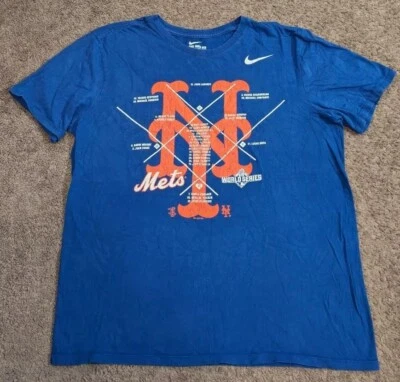 Men's Nike MLB New York Mets 2015 World Series Roster Lineup Blue T-Shirt Large - Image 1 of 4