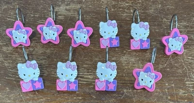 2013 Sanrio Hello Kitty Bathroom Shower Curtain Hooks Set of 10 Kawaii Decor - Image 1 of 4