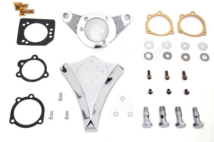 Conjunto de filtro de aire V-Twin 34-1631 cromo Wyatt Gatling calavera y huesos cruzados  Foto 1 de 3