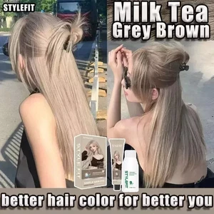 STYLEFIT Profession Hair dye Free Peroxide+full set tool [Milk Tea Grey Brown] - Picture 1 of 10