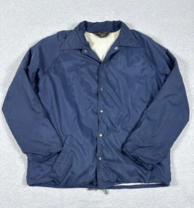 Chaqueta Coach Vintage Sears Nylon Frontal A Presión Algodón Forrada Azul Marino L Usada en Excelente Condición - Imagen 1 de 9