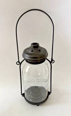 Yankee Candle Black Lantern TL Holder Hang or Stand w/Mason Jar Style Glass - Image 1 of 4