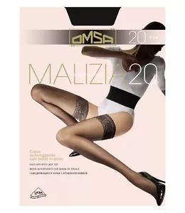 OMSA MALIZIA 20 DEN SEXY CALZE STOCKINGS AUTOREGGENTI BALZA RICAMATA IN PIZZO - Foto 1 di 1