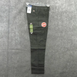 Dickies Flex Boys Cargo Pants Size 12 Olive Green Twill Slim Fit Tapered Leg New - Picture 1 of 17