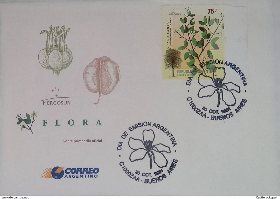 O) 2001 ARGENTINA, SEMILLA - REPRODUCCIÓN, FLORA, BULNESIA SARMIENTOI, ÁRBOL, FDC XF Foto 1 de 1