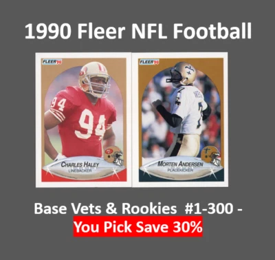 1990 Fleer Football Card #s 1-400 Rookies & Vets  - You Pick - Complete Your Set - Image 1 of 2