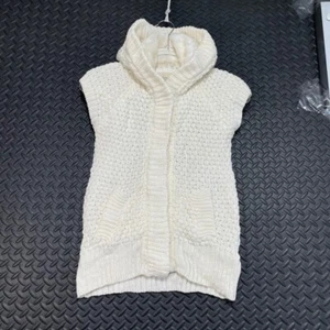 ZARA Prendas de Punto Crema Acrílico Tejido A Presión Botones Sudadera con Capucha Suéter Chaleco Para Mujer S - Imagen 1 de 9