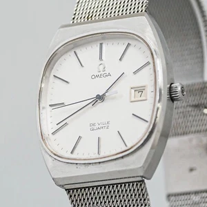 **NEAR MINT** Vintage OMEGA De Ville Cal.1342 Quartz Push Crown Silver Dial Mens - Picture 1 of 16