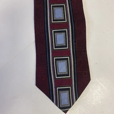 "Corbata para hombre CONTE di MILANO granate azul oscuro patrón rectangular 57""x 3,75""" Foto 1 de 4