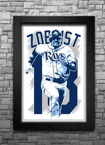 BEN ZOBRIST art print/poster TAMPA BAY RAYS FREE S&H! JERSEY Cover