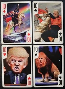US President Donald Trump Funny Caricature Cartoon Playing Cards Set of 4 Tens - Picture 1 of 2
