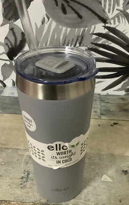 ⚡️Ello Beacon Vaso de acero inoxidable aislado al vacío con pajita - Gris (24 oz) Foto 1 de 3