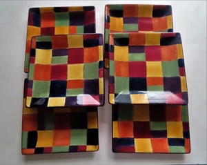 6 Tabletops Hand Painted Caracas 8 1/4" Square Salad Plates - Mint - Picture 1 of 5